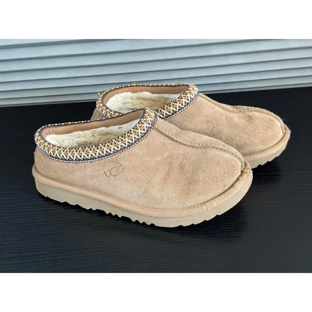 UGG Kids Tasman Slippers Chestnut Suede Sheepskin US 2 EU 33.5 1019066K